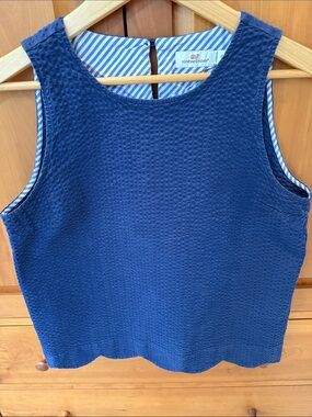 Vineyard Vines Textured Navy Sleeveless Shell